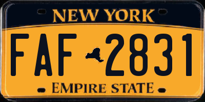 NY license plate FAF2831