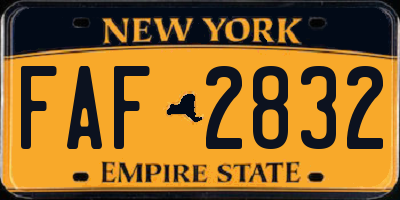 NY license plate FAF2832