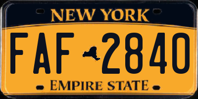 NY license plate FAF2840