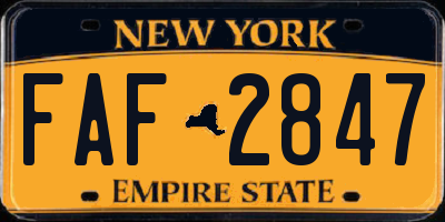 NY license plate FAF2847