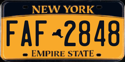 NY license plate FAF2848