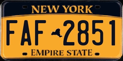 NY license plate FAF2851