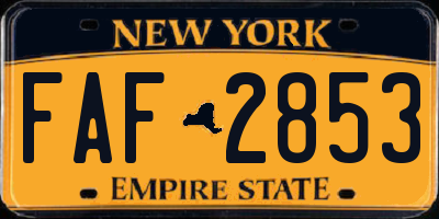 NY license plate FAF2853