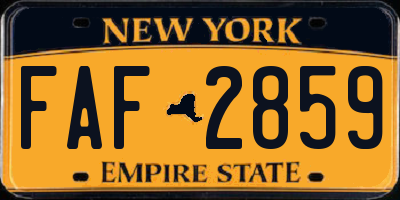 NY license plate FAF2859