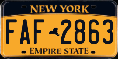 NY license plate FAF2863