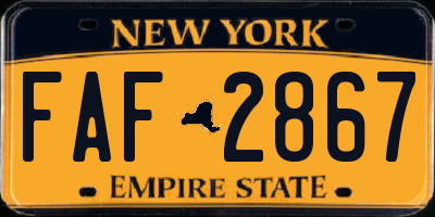 NY license plate FAF2867