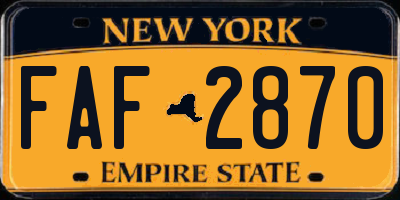 NY license plate FAF2870