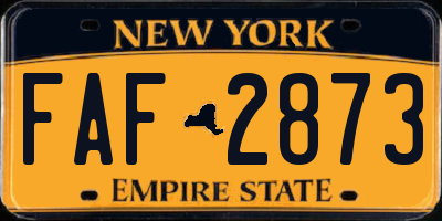 NY license plate FAF2873