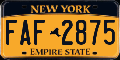 NY license plate FAF2875