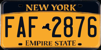 NY license plate FAF2876