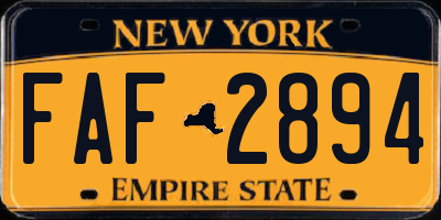 NY license plate FAF2894