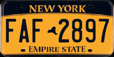 NY license plate FAF2897