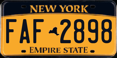 NY license plate FAF2898