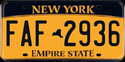 NY license plate FAF2936