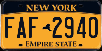 NY license plate FAF2940