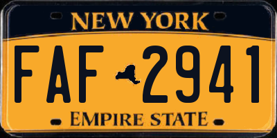 NY license plate FAF2941