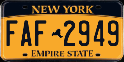 NY license plate FAF2949