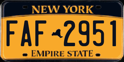 NY license plate FAF2951