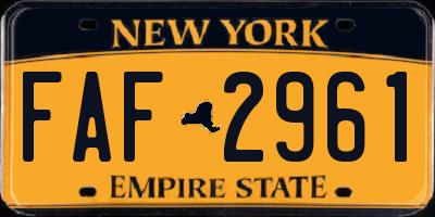 NY license plate FAF2961