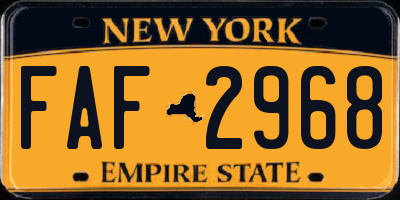 NY license plate FAF2968
