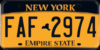 NY license plate FAF2974
