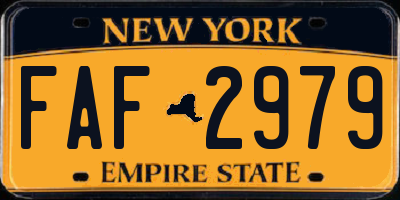NY license plate FAF2979
