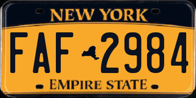 NY license plate FAF2984