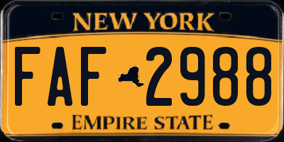 NY license plate FAF2988