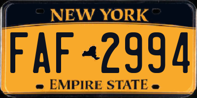 NY license plate FAF2994