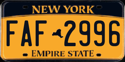 NY license plate FAF2996