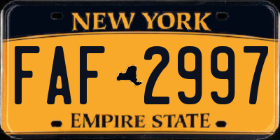 NY license plate FAF2997