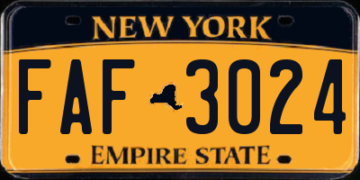 NY license plate FAF3024