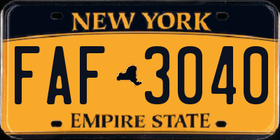 NY license plate FAF3040