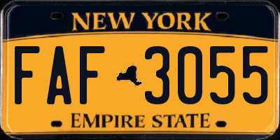 NY license plate FAF3055