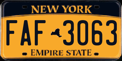 NY license plate FAF3063