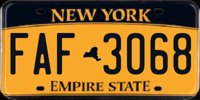 NY license plate FAF3068