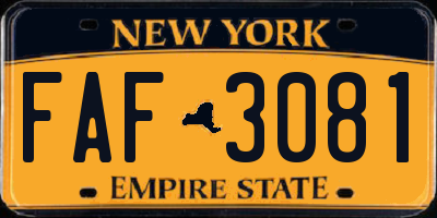 NY license plate FAF3081