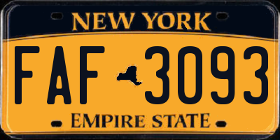 NY license plate FAF3093