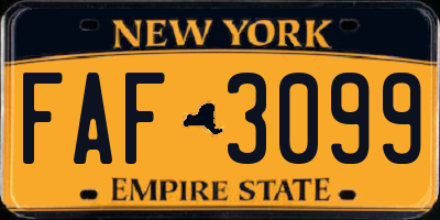 NY license plate FAF3099