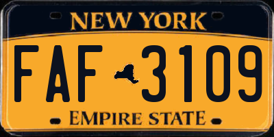 NY license plate FAF3109