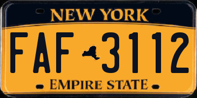 NY license plate FAF3112