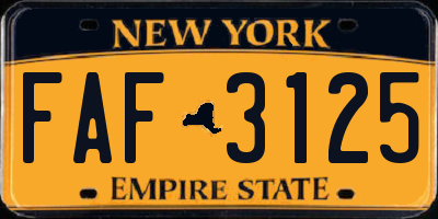NY license plate FAF3125