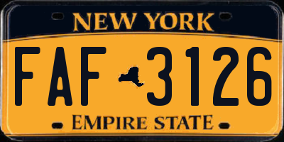NY license plate FAF3126