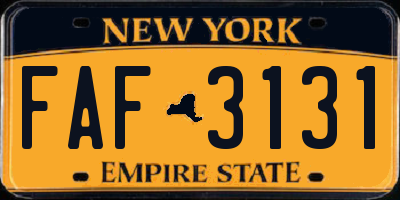NY license plate FAF3131