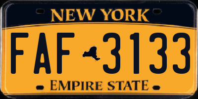 NY license plate FAF3133