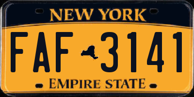 NY license plate FAF3141