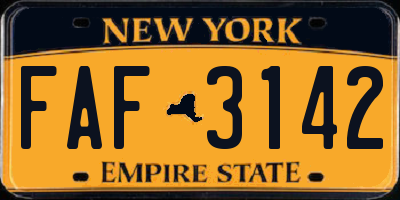 NY license plate FAF3142