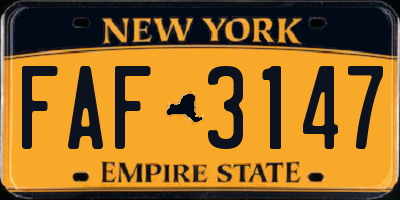 NY license plate FAF3147