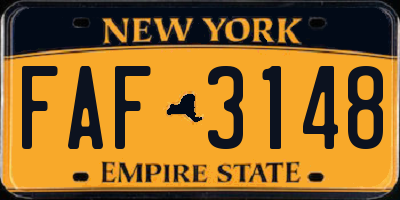 NY license plate FAF3148