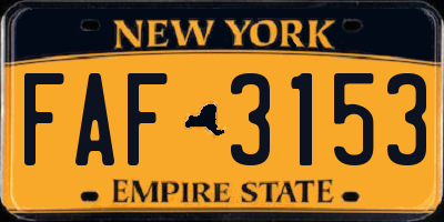 NY license plate FAF3153